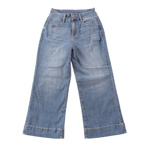 Dokotoo Denim - Dokotoo High Waisted Wide Leg Crop Jeans Blue Medium Wash Denim Size 8 NEW